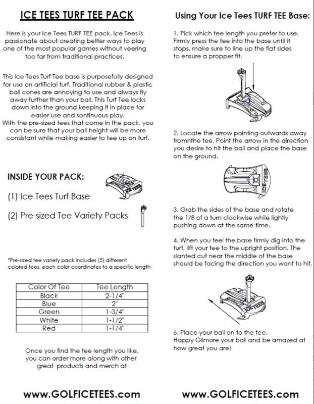 Turf Base V3 - Turf-tee för konstgrÀs --- InnehÄller förskurna tees i olika storlekar (flerpack