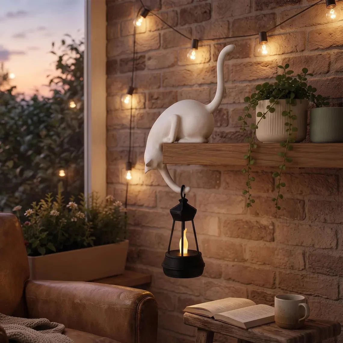 đâSöt kattfigur till bokhyllan med LED-lampa â Söt dekoration till bokhyllan och praktisk nyckelhĂ„llar