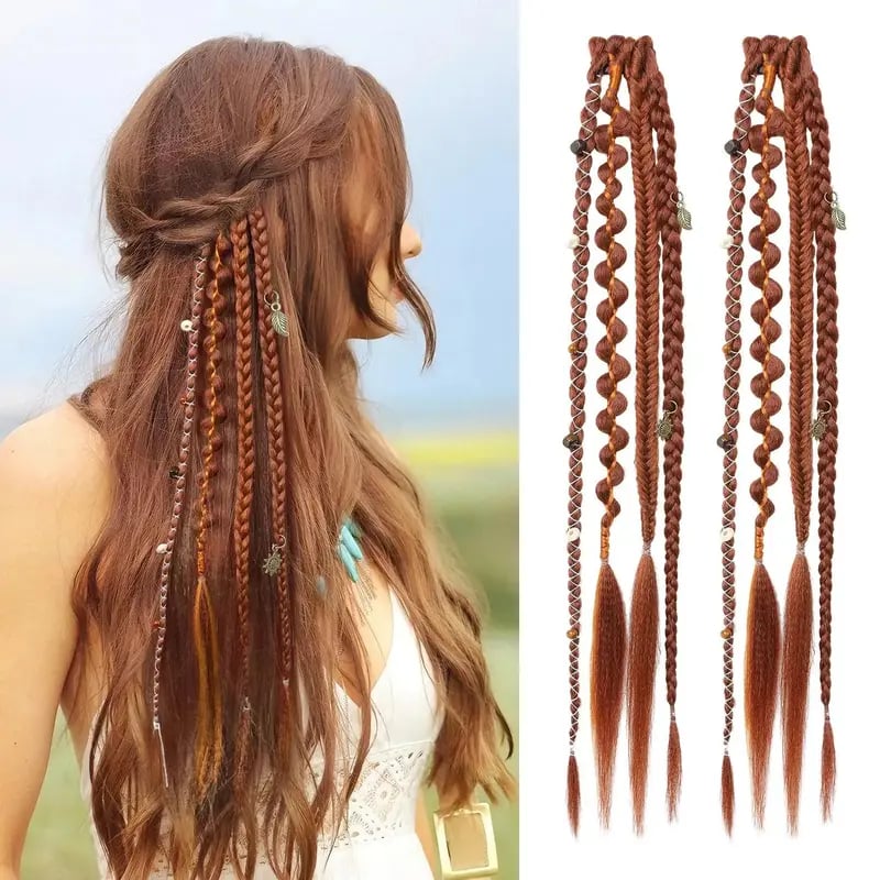 đżđš Boho-flĂ€tor med pĂ€rlor och klĂ€mfĂ€ste â Enkel förvandling av frisyren för festivaler och vardagen (âš2 st.)
