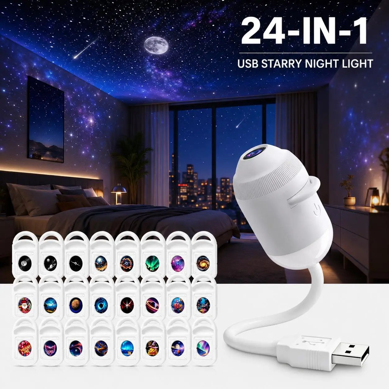 ✨ Plug-and-Play HD-stjärnprojektor