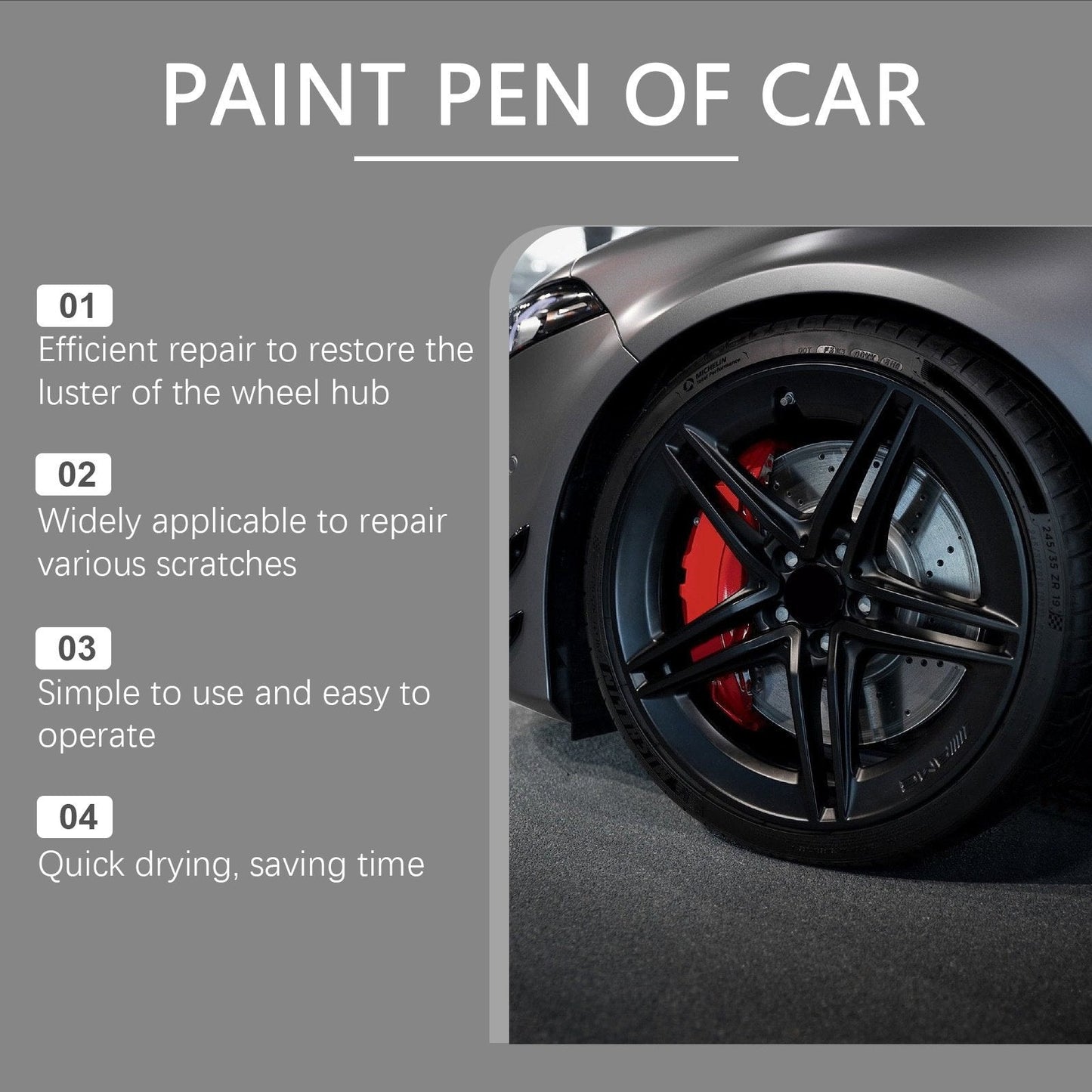 ✨ 50 % RABATT JUST NU! 🚗 Magisk reparationspenna för repor på bilen – Fixa repor på fälgarna på några minuter – Permanent formula som inte rinner