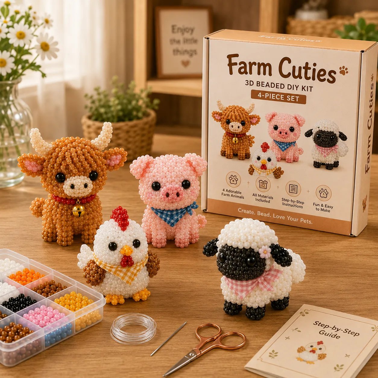 🧵✨ Litet DIY-kit med 3D-pärldju