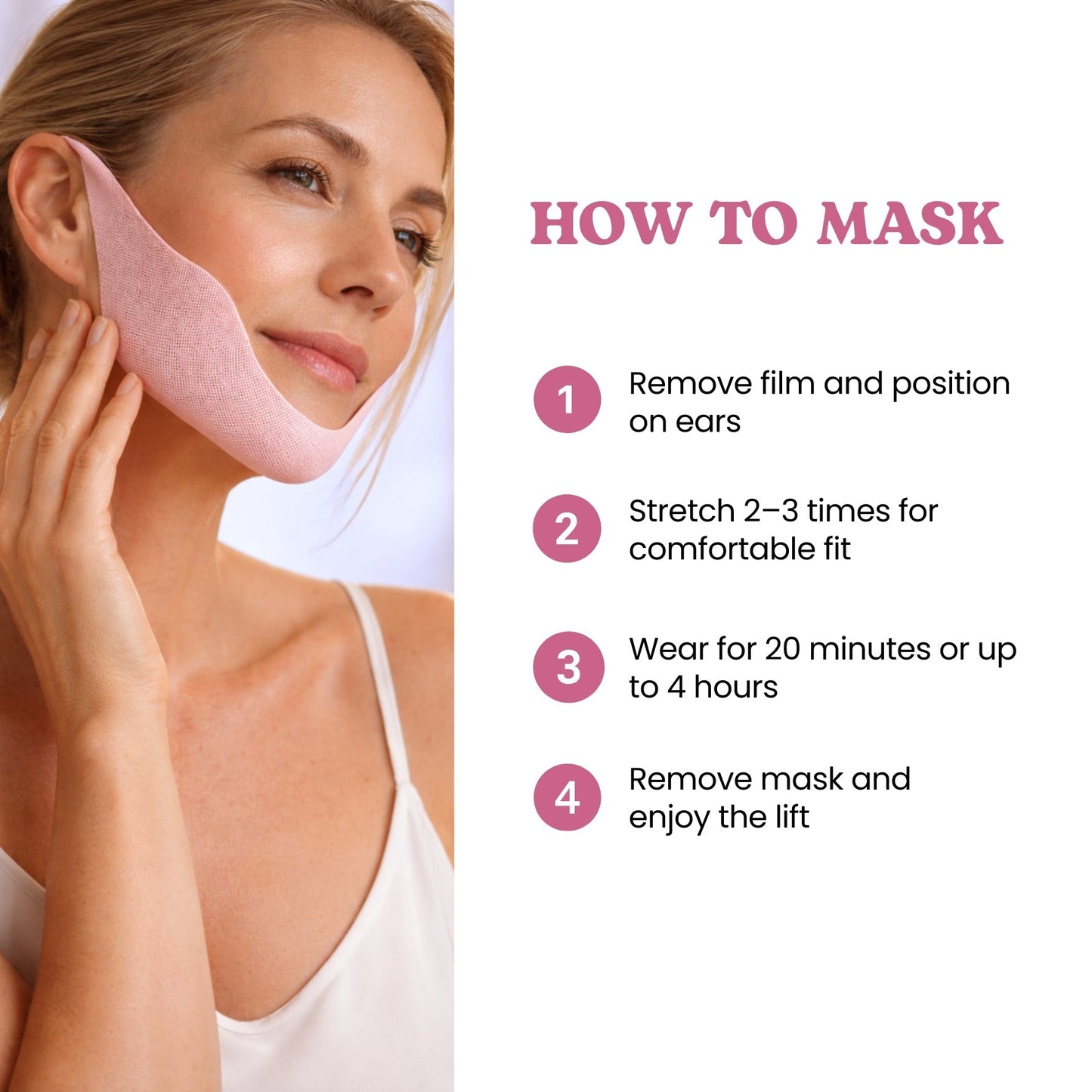 Ansiktsformande mask med öronbygel