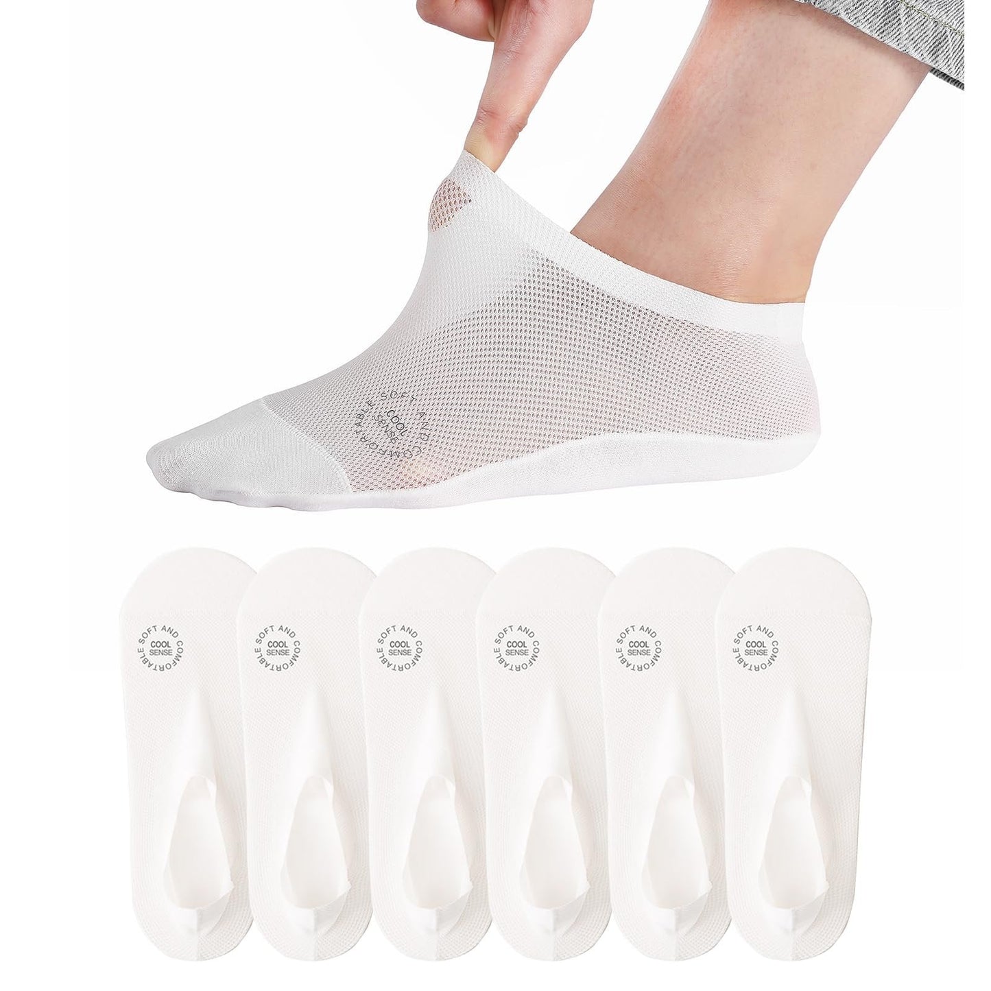 🔥 Förpackning med 3 par osynliga strumpor med halkskydd 🧦 – Andningsbar, låg design med halkskydd och svettabsorberande egenskape