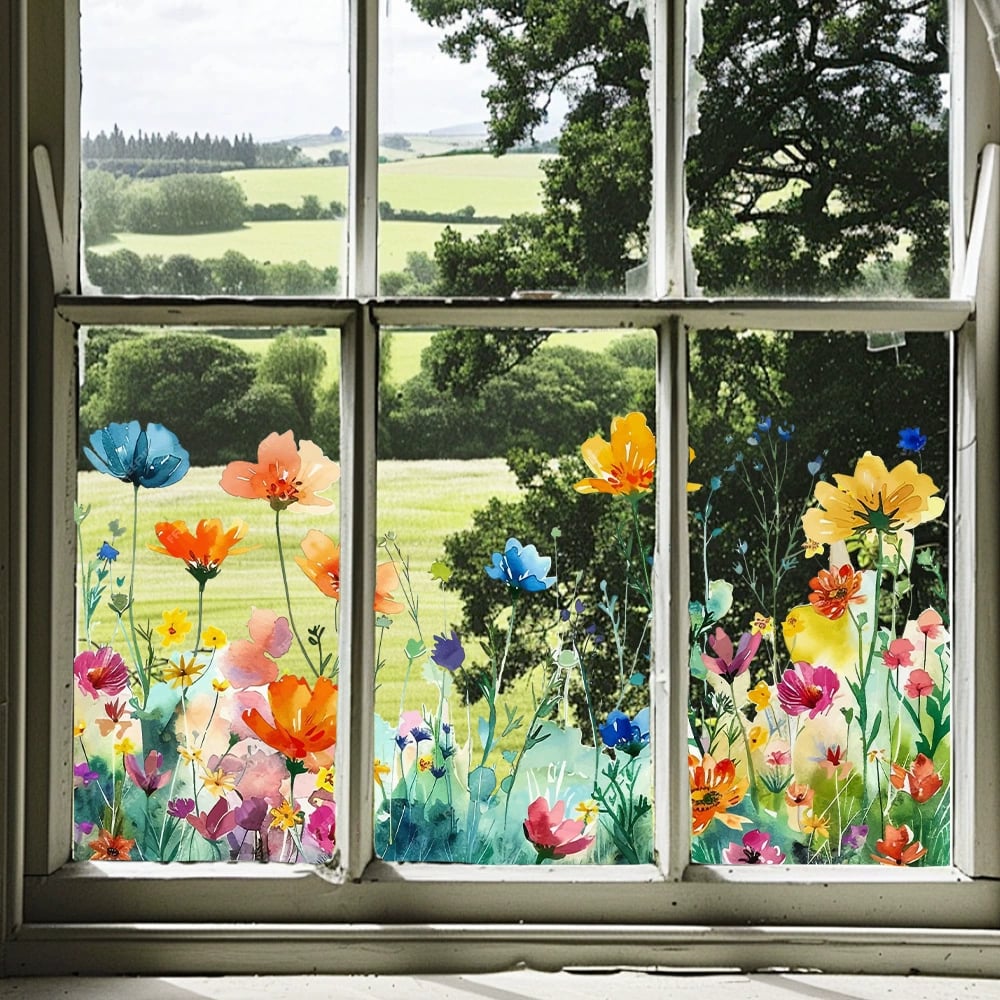 Köp 2 få 1 gratis💐Färgglada Blombukett Fönsterdekal💞