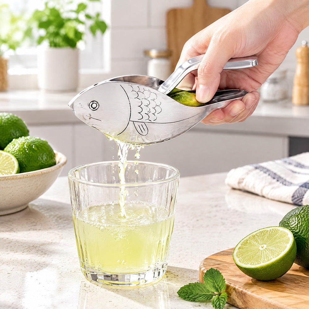🐦2027 Elegant fågel och fisk – manuell citronpress i rostfritt stål, bärbar köksutrustning för citrusfrukte