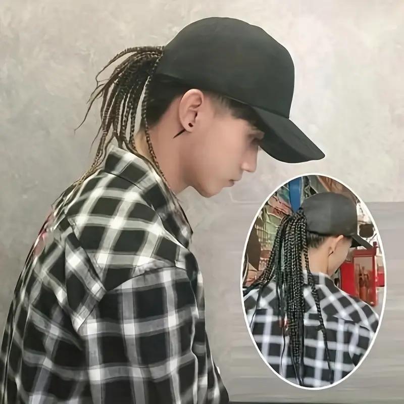 Flättad basebollperuk – Trycklås med fästa dreadlock