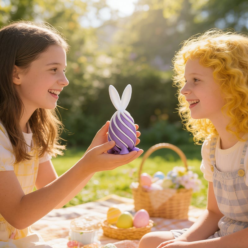 Gör påsken extra rolig (och lugn!) med påskkaninägget med spiralformad avspänning 🥚