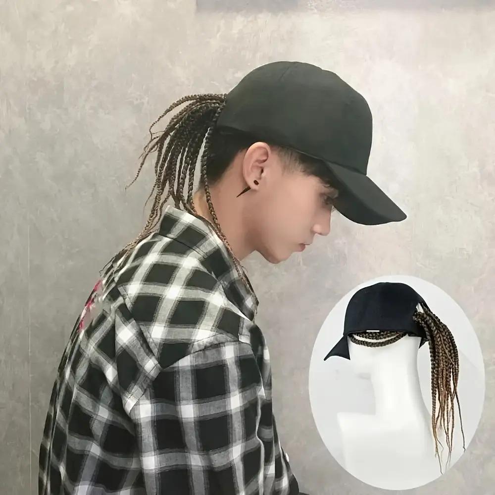 Flättad basebollperuk – Trycklås med fästa dreadlock