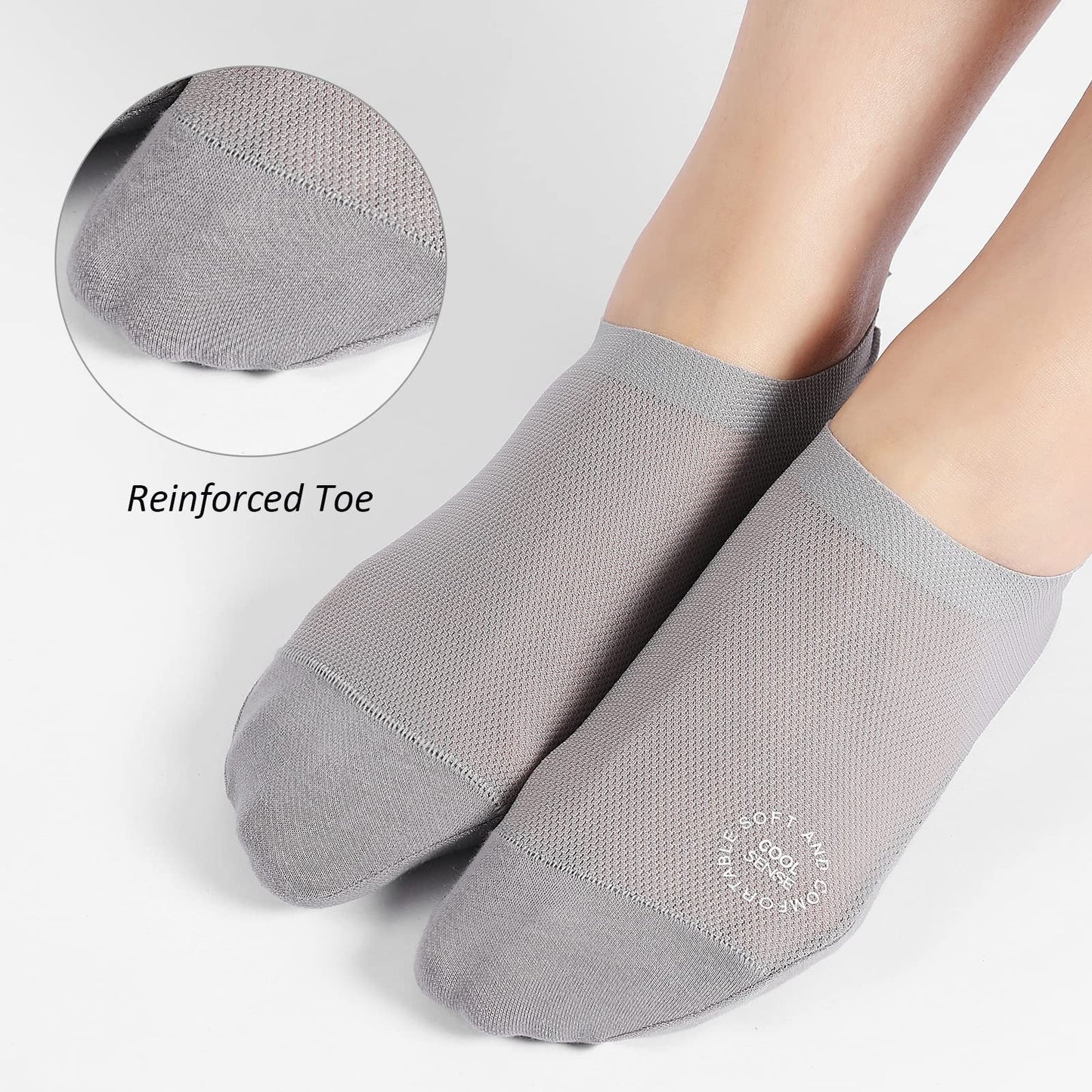 🔥 Förpackning med 3 par osynliga strumpor med halkskydd 🧦 – Andningsbar, låg design med halkskydd och svettabsorberande egenskape