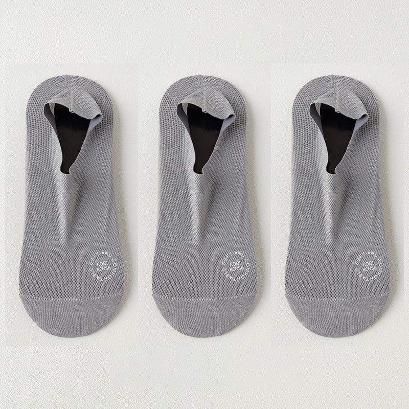 🔥 Förpackning med 3 par osynliga strumpor med halkskydd 🧦 – Andningsbar, låg design med halkskydd och svettabsorberande egenskape