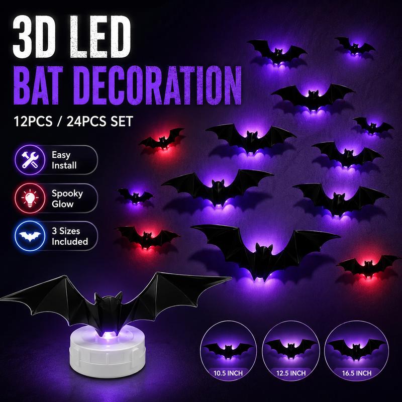 🦇Halloween-dekoration: 3D-LED-vägglampa i form av en fladdermu