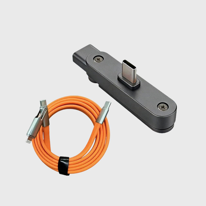 2-i-1 laddningskabel med 240W SuperCharge, 360° roterbart & osynligt stativ, avtagbar design
