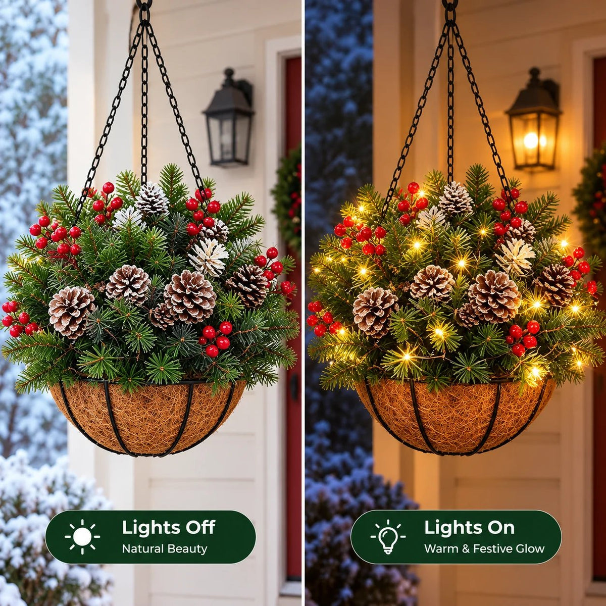 🎄 Sista dagen: 50 % rabatt🏆Julkorg med inbyggd belysning |🎄 Med inbyggd belysning, väderbeständig och underhållsfr