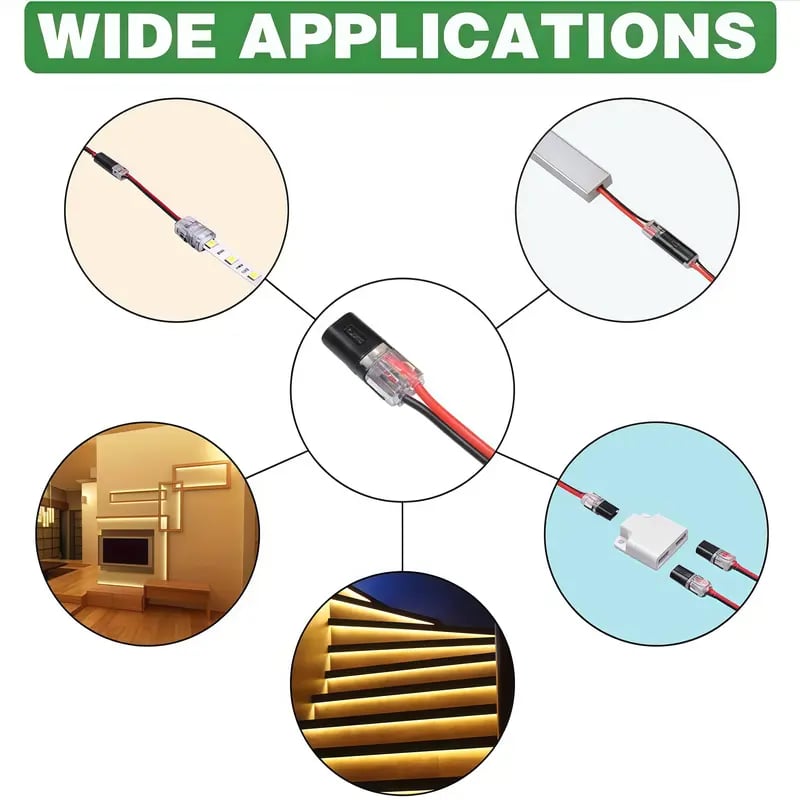 Dubbelkabelanslutning LED-ljusslingaanslutning 2-poli