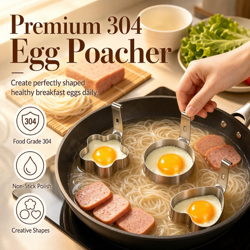 🥚🍳Äggringform i rostfritt stål 304 – roliga former, läckagesäker platt botten och lätt att ta los