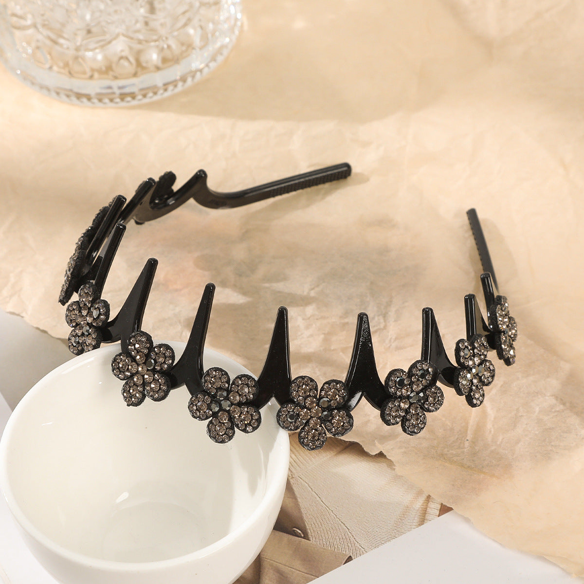 💥Set med vågformade kristallhårband – Lätt, halkfritt och flickaktigt hårsmycke, glittrande vågformade hårband med kristalldetaljer för bröllop och vardagsbruk, flickaktiga och feminina accessoare