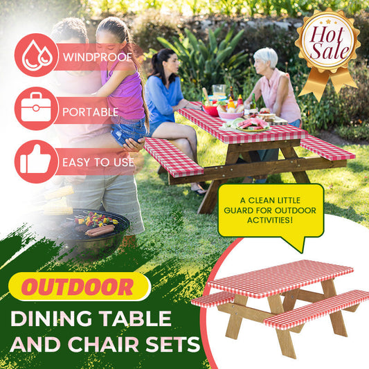 Sats med duk till picknickbor