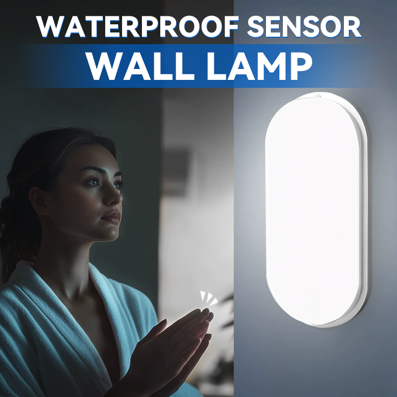 Vattentät vägglampa med rörelsesenso