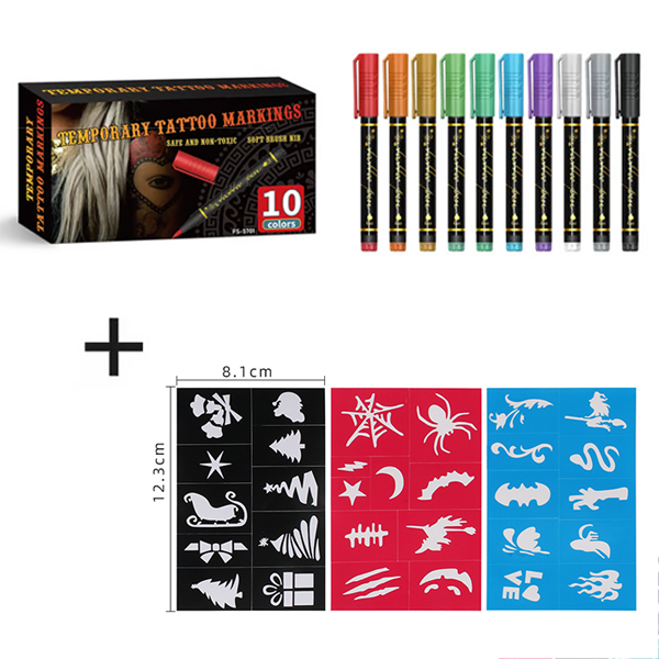 🎨Perfekt för unik kroppskonst🔥Tillfälliga tatueringspennor för hude