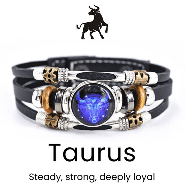 🌌 Bär ditt öde: Läderarmband med de 12 stjärnteckne 🌌