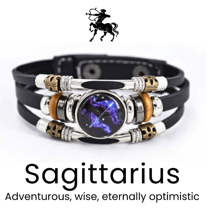 🌌 Bär ditt öde: Läderarmband med de 12 stjärnteckne 🌌