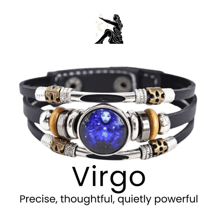 🌌 Bär ditt öde: Läderarmband med de 12 stjärnteckne 🌌