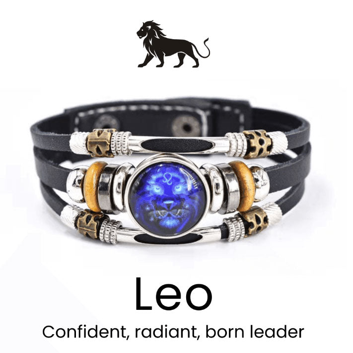 🌌 Bär ditt öde: Läderarmband med de 12 stjärnteckne 🌌