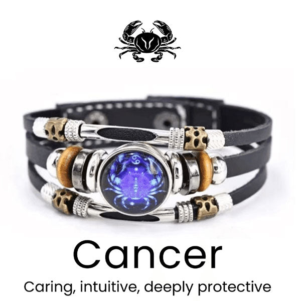 🌌 Bär ditt öde: Läderarmband med de 12 stjärnteckne 🌌
