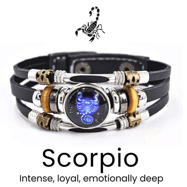 🌌 Bär ditt öde: Läderarmband med de 12 stjärnteckne 🌌