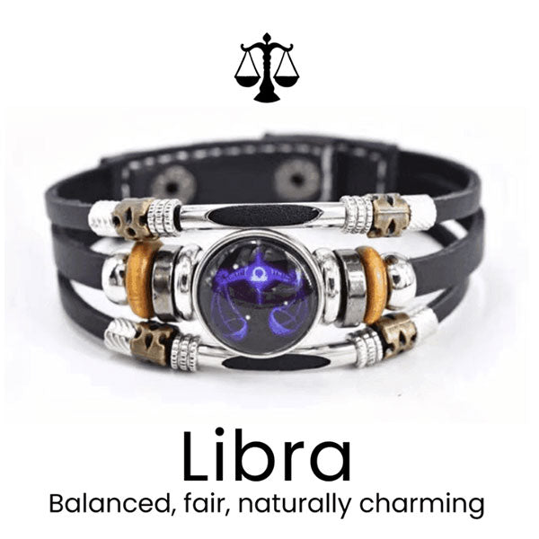 🌌 Bär ditt öde: Läderarmband med de 12 stjärnteckne 🌌