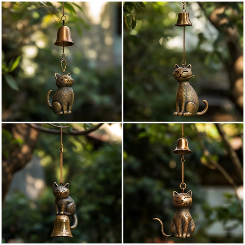 ⏳Aktuellt erbjudande: 60 % rabatt🐱Handgjord retro-kattvindklocka