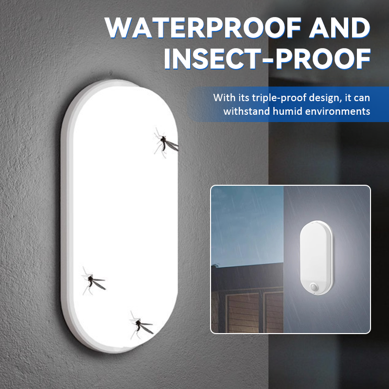 Vattentät vägglampa med rörelsesenso