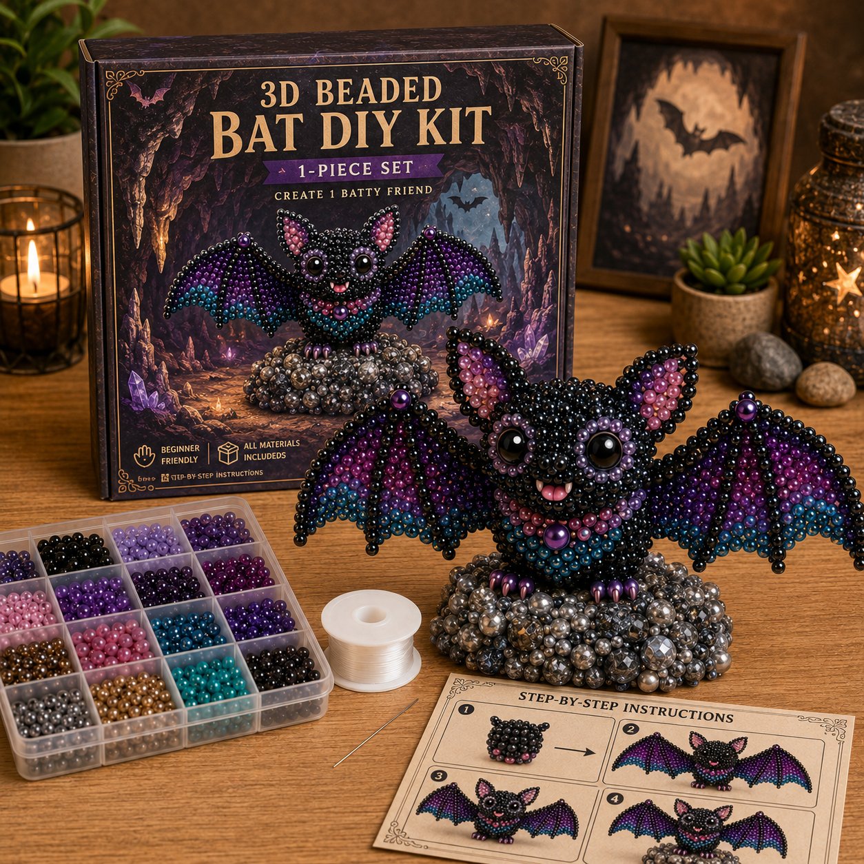 🧵✨ Litet DIY-kit med 3D-pärldju