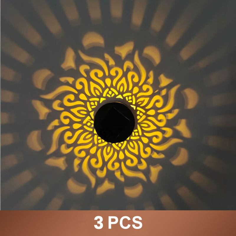 🌞 NU 50 % RABATT! 🌀 Mandala-sollampa – Vackra mönsterprojektioner, dubbel funktion för montering på golv och vägg, vattentät enligt IP65 samt automatisk på-/avstängning