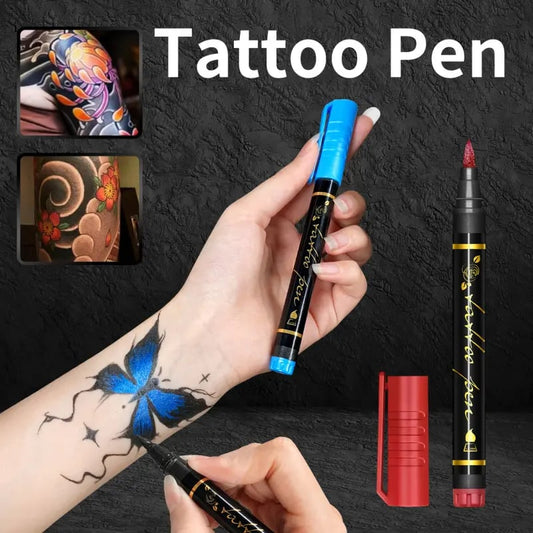🎨Perfekt för unik kroppskonst🔥Tillfälliga tatueringspennor för hude