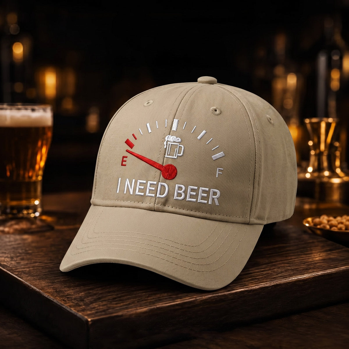 🍺 Basebollkeps med broderiet ”I NEED BEER” – Unisex-minneskeps