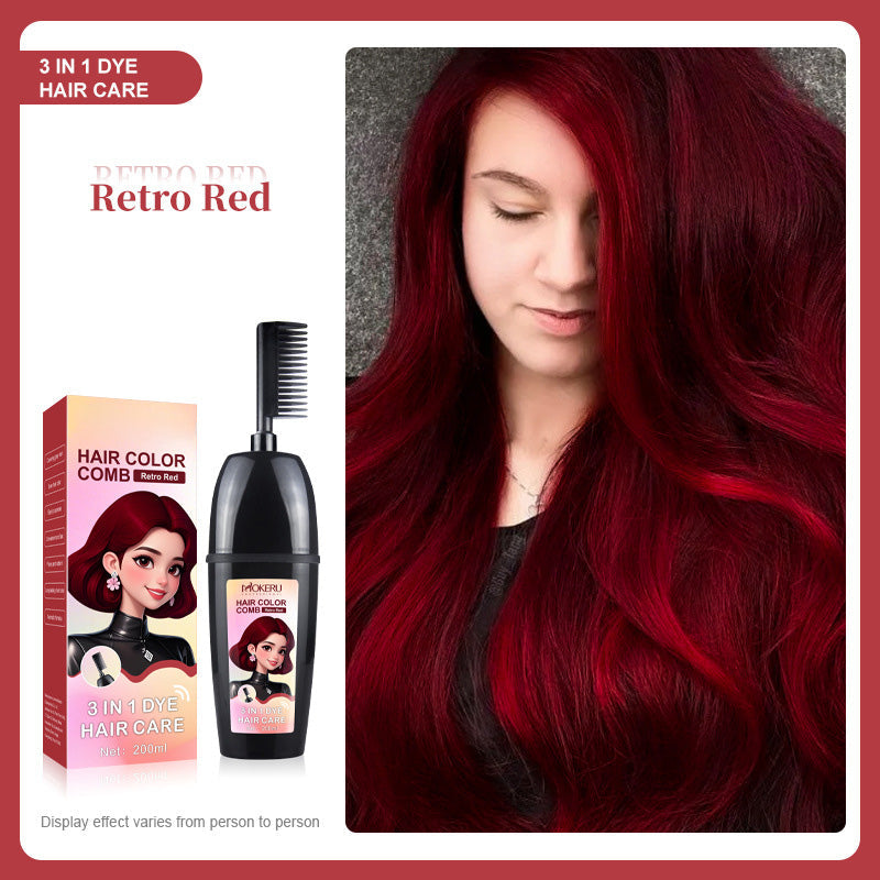 🧴3-i-1 växtbaserad hårfärgningskam | Enkel hårfärgning hemma med inbyggd borste