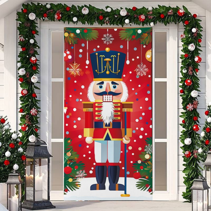 🎄 50% RABATT NU! Juldekoration för ytterdörr – festligt dörröverdrag med tomte, alver & banderoll – enkel installation på under en minut ✨
