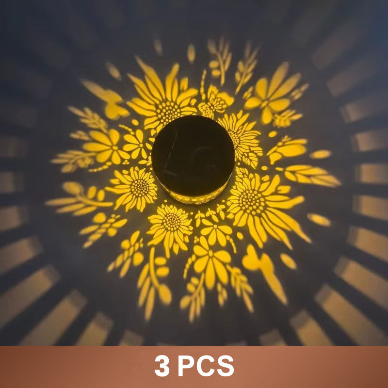 🌞 NU 50 % RABATT! 🌀 Mandala-sollampa – Vackra mönsterprojektioner, dubbel funktion för montering på golv och vägg, vattentät enligt IP65 samt automatisk på-/avstängning