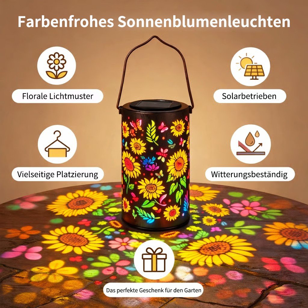 🌞Färgglad solcellsdriven trädgårdslykta med solrosljuseffekt