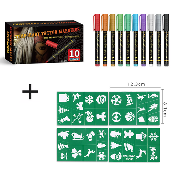 🎨Perfekt för unik kroppskonst🔥Tillfälliga tatueringspennor för hude