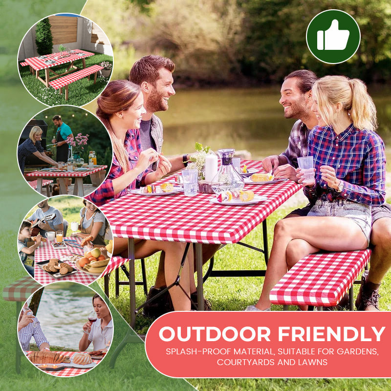 Sats med duk till picknickbor