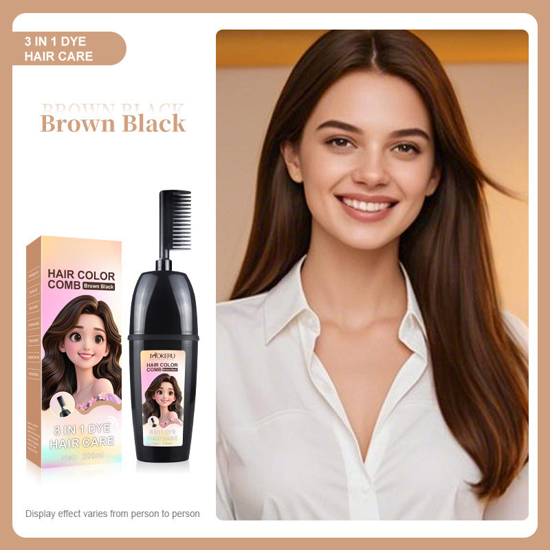 🧴3-i-1 växtbaserad hårfärgningskam | Enkel hårfärgning hemma med inbyggd borste
