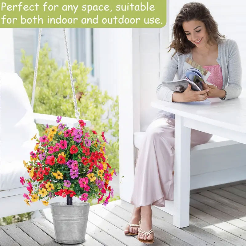 Konstgjord eukalyptus- och violjordstickningsblomsterdekoratio