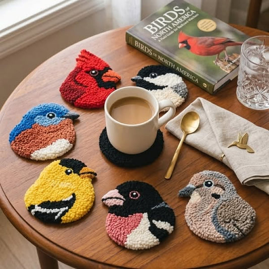 🧵Perfekt för nybörjare🐦DIY-kit för fågelunderlägg med stansnå