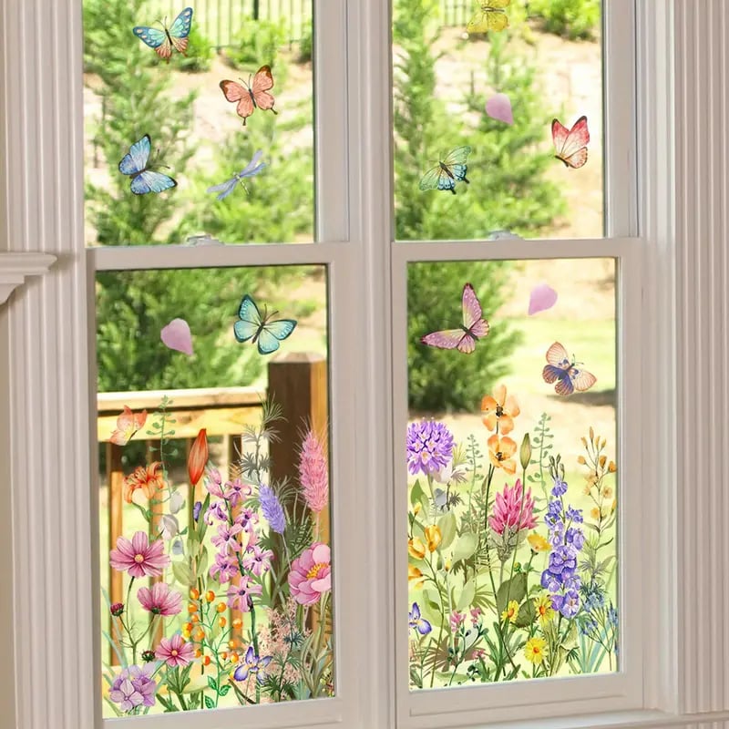 Köp 2 få 1 gratis💐Färgglada Blombukett Fönsterdekal💞