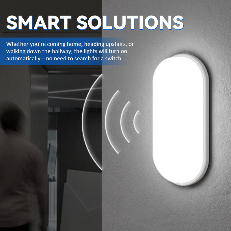 Vattentät vägglampa med rörelsesenso