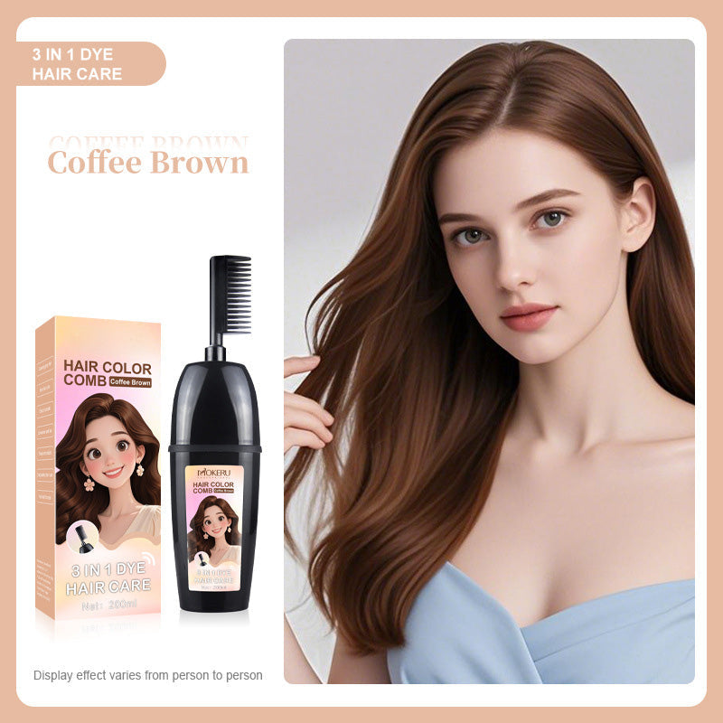 🧴3-i-1 växtbaserad hårfärgningskam | Enkel hårfärgning hemma med inbyggd borste