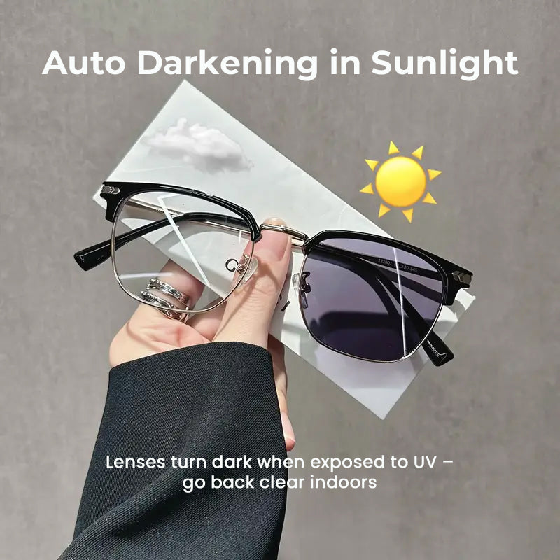 👓Fotokromatiska glasögon – automatisk mörkfärgning, UV400-skydd och blått ljusfilter